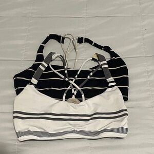 Striped Black and White sports bra set
